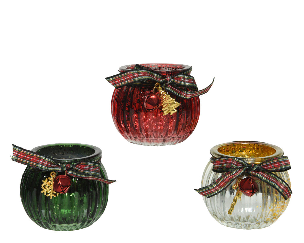 Christmas tealight holders in 3 colourways