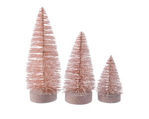 Blush pink mini glitter Christmas tree trio