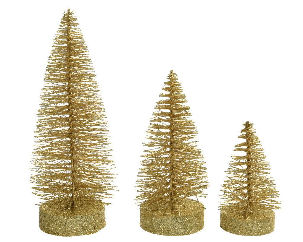 Gold mini glitter Christmas tree trio