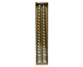 Set of 2 gold twist wax dinner candles with gold shimmer base