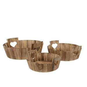 Wooden heart handled trays