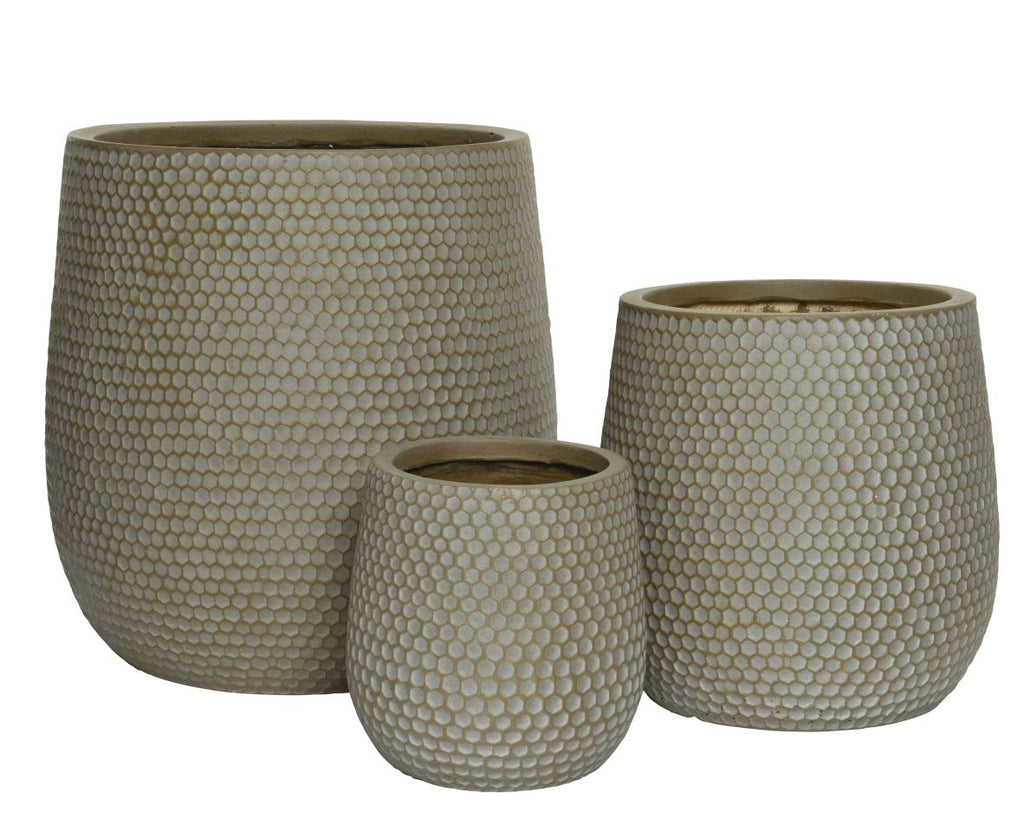 Zoe honeycomb round outdoor planters
