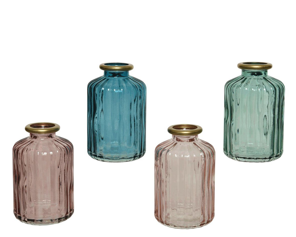 Coloured glass bud vases