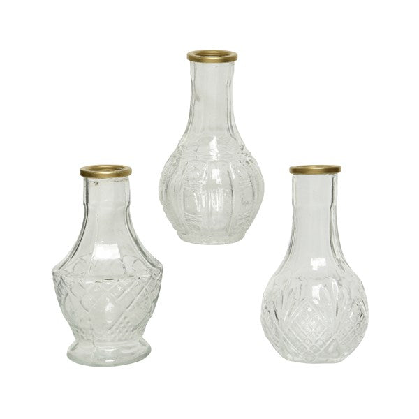 Antique style glass budvase with gold rim