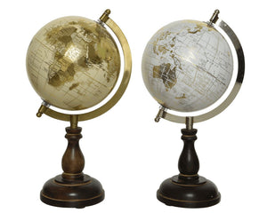 World globe on wooden base