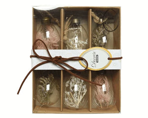Box of dried flower glass eggs