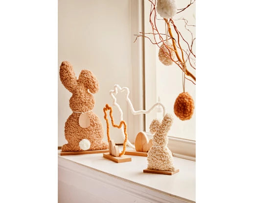 Fluffy Bunny standing decoration in light brown