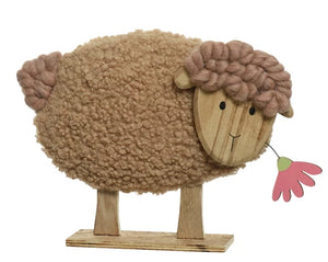 Fluffy sheep standing decoration in light brown