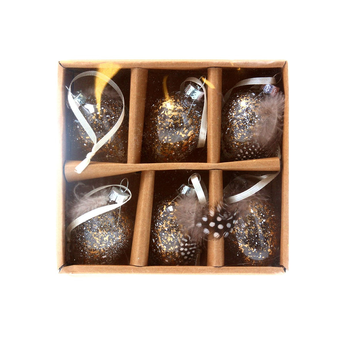 Box of glass gold speckled eggs