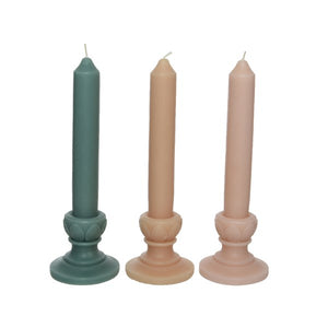 Shaped coloured wax dinner candles