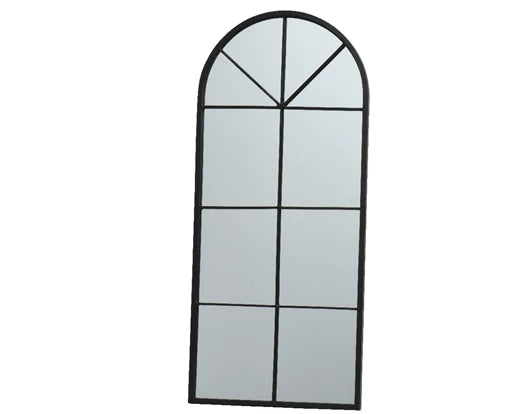 Outdoor small arched black window mirror