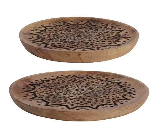 Decorative round mangowood tray