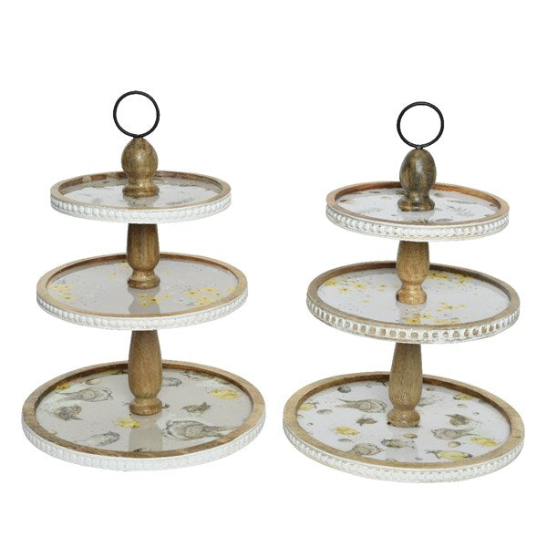 Mangowood 3-tier cake stand with enamel print