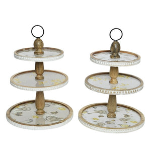 Mangowood 3-tier cake stand with enamel print