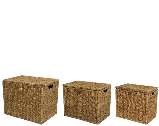 Water hyacinth storage basket with lid