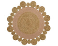Round jute rug with scalloped edge
