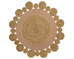 Round jute rug with scalloped edge