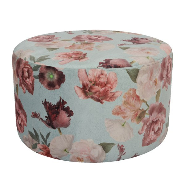 Floral print pouffe footstool