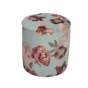 Floral print storage footstool