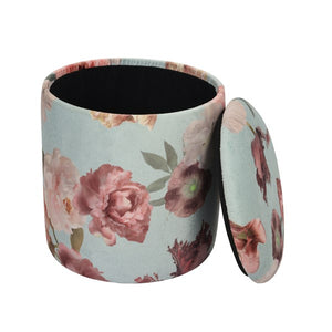 Floral print storage footstool