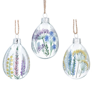 Spring meadow glass egg hanging dec