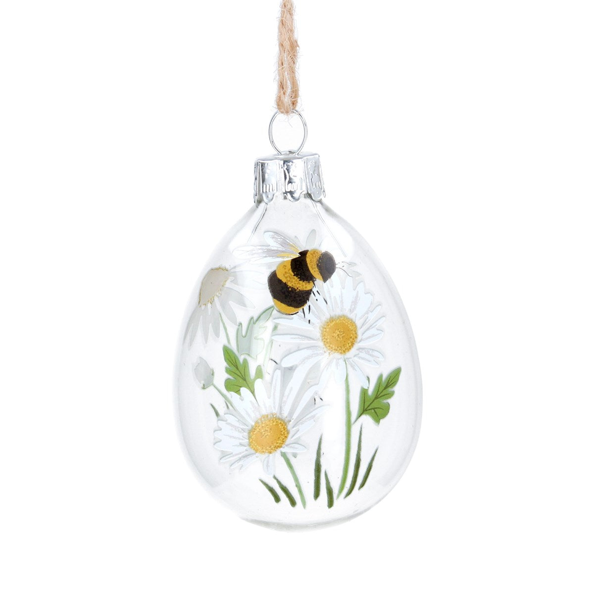 Daisy/bee glass egg dec