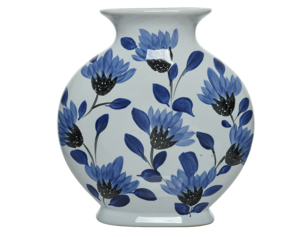 Hand-painted flat flower vase