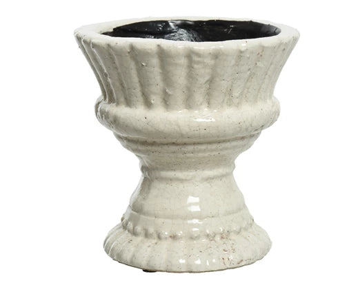 White pedestal planter-short