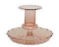 Light pink fluted glass candlestick