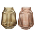 Coloured ribbed glass vase