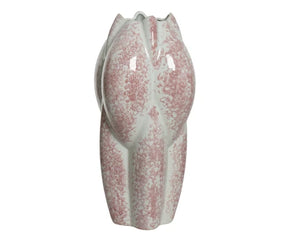 Pink and white mottled stoneware vase