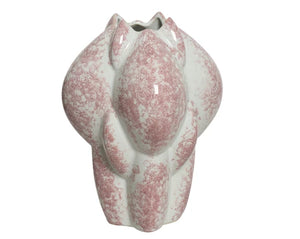White & pink irregular stoneware vase