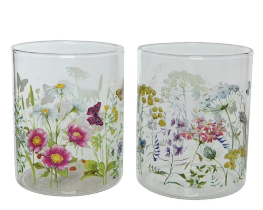 Floral print drink glasses