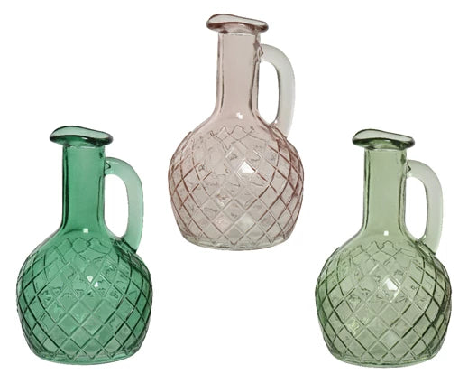 Coloured glass jug style vases
