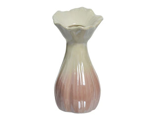 Pink and cream vase with iridescent finish