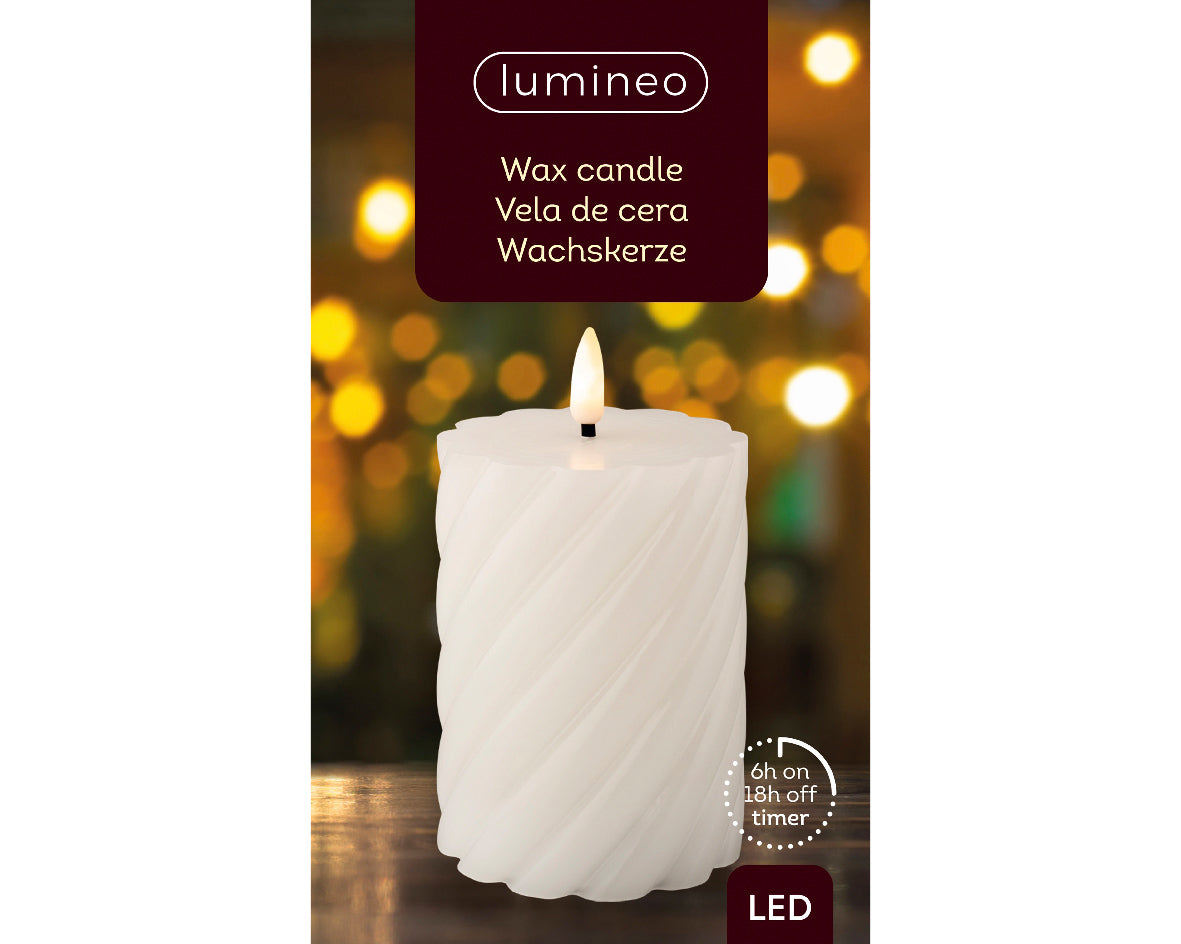 LED wick flame white candle (12.5cmH)