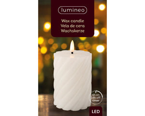 LED wick flame white candle (12.5cmH)
