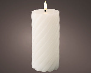 LED wick flame white candle (17.5cmH)