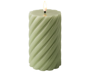 LED wick flame sage green candle (15cmH)