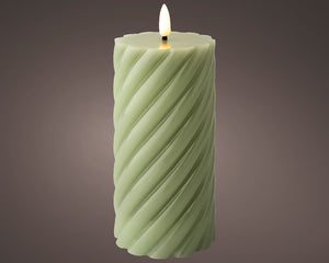 LED wick flame sage green candle (17.5cmH)