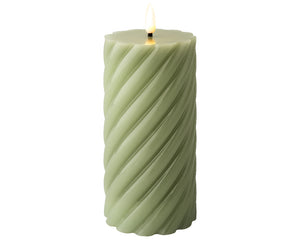 LED wick flame sage green candle (17.5cmH)