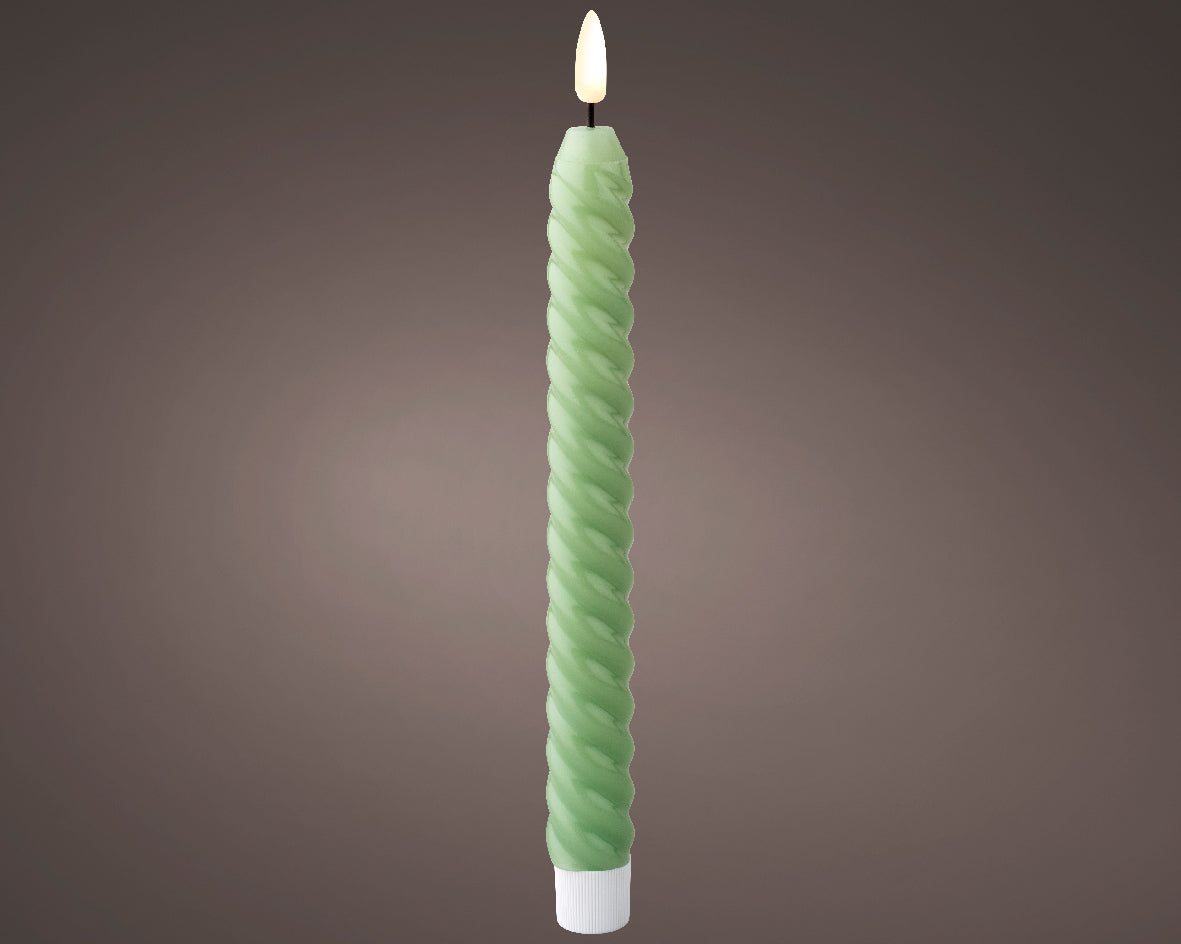 LED green twist dinner candle