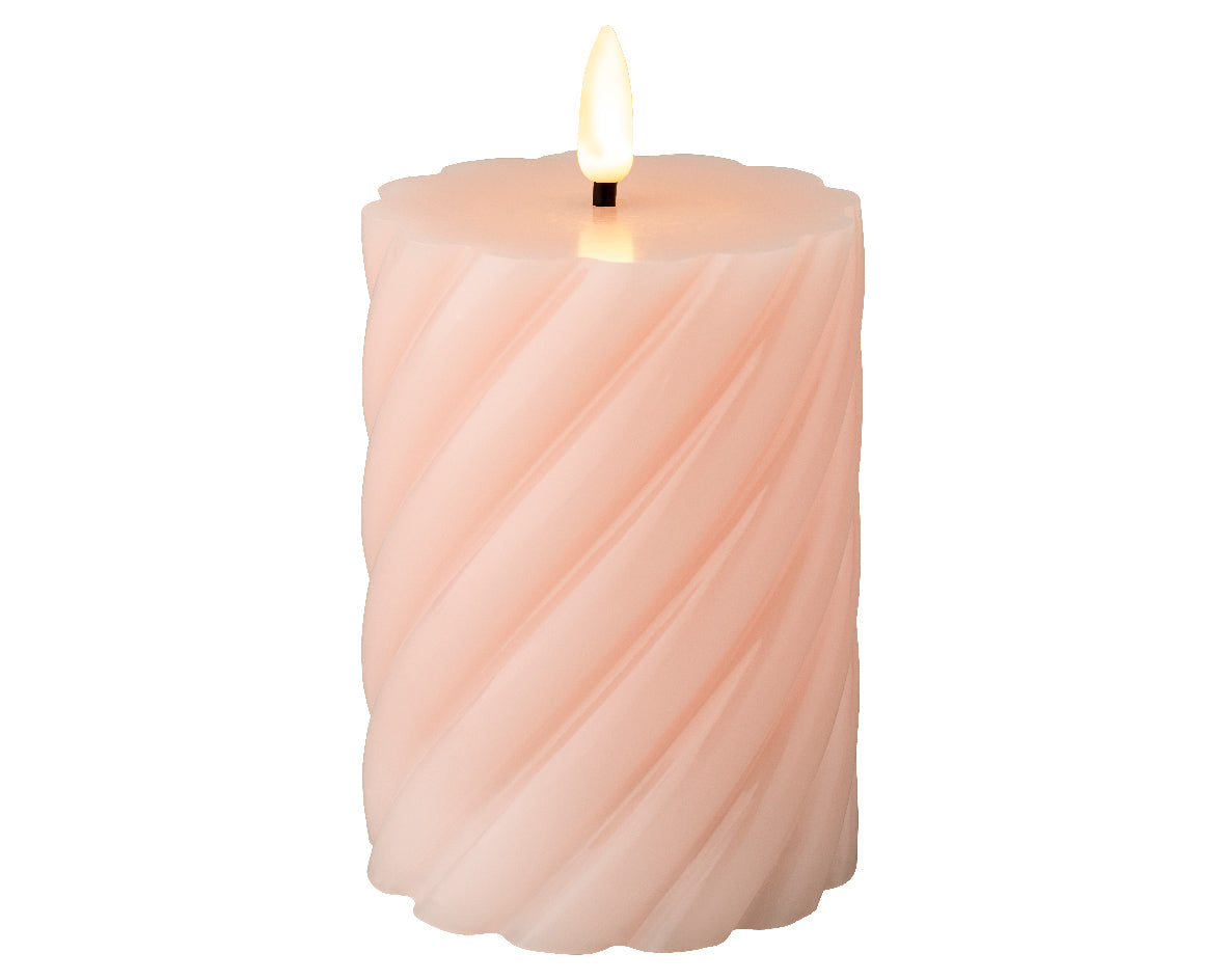 LED wick flame baby pink candle (12.5cmH)