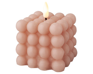 LED wick flame pink bubble candle