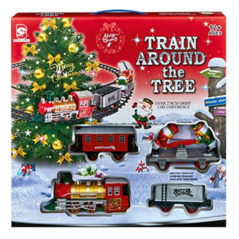 Battery op lit round the tree train with music