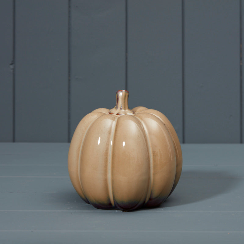 Medium putty coloured glazed pumpkin