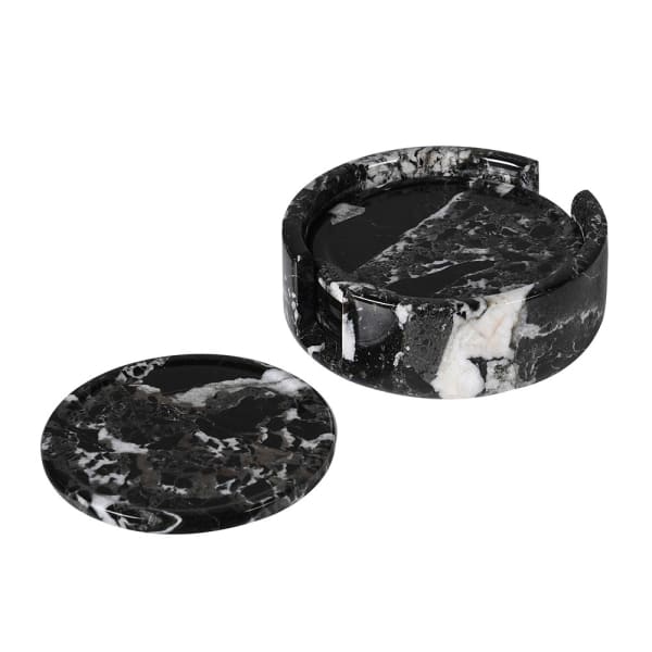 Set of 4 black marble coasters