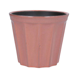 Pink ribbed ceramic pot cover