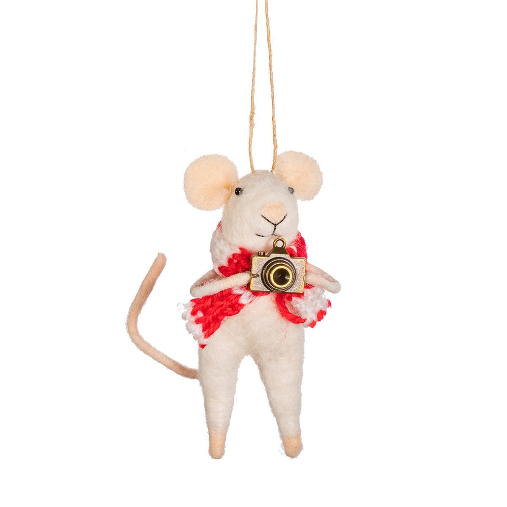Felt photographer mouse decoration