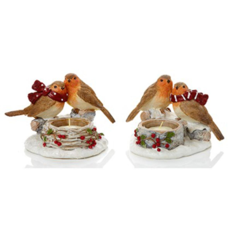 Christmas robin tealight holders ( 2 assortments )